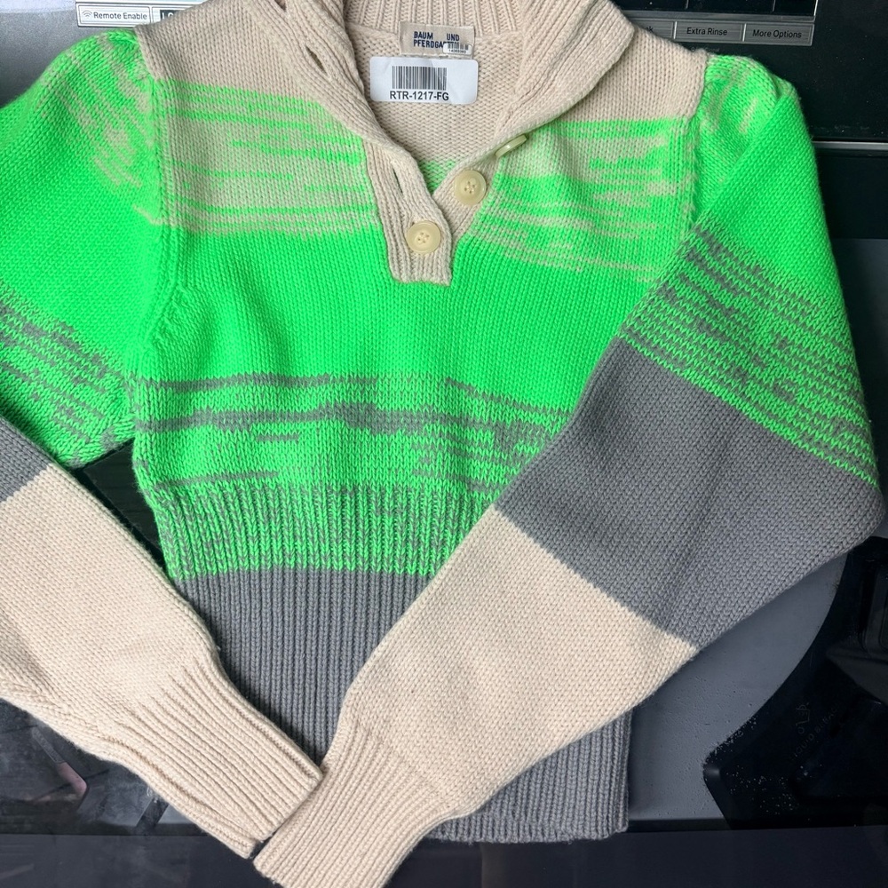 Vibrant Neon Green and Gray Women's Sweater